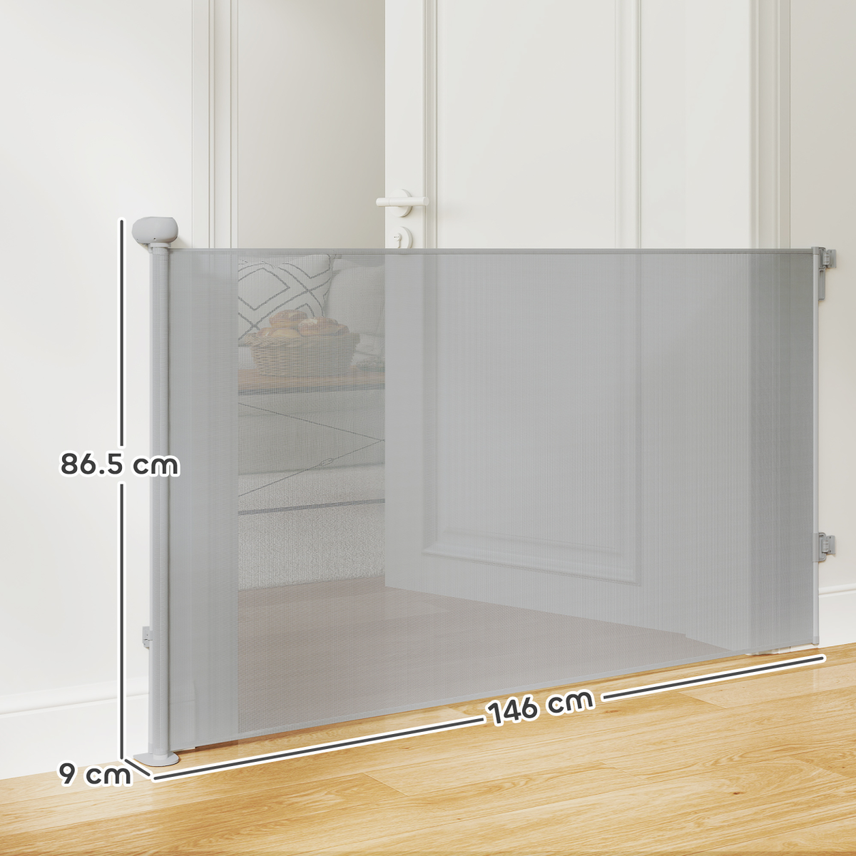 PawHut Retractable Stair Gate, Dog Gate Extends Up to 140 cm Wide