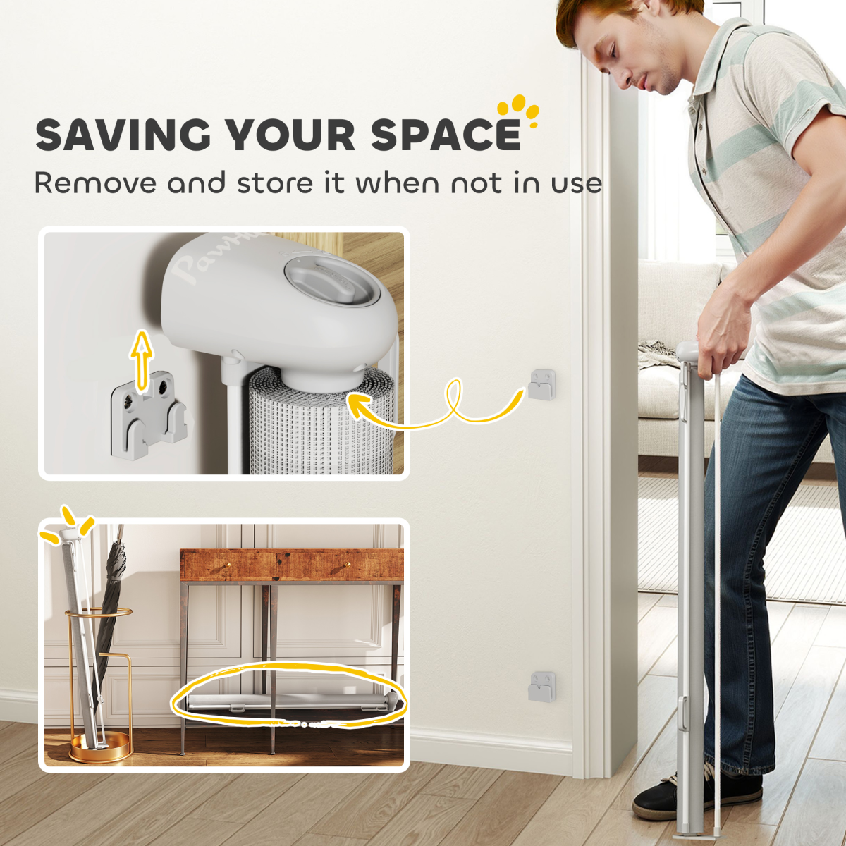 PawHut Retractable Stair Gate, Dog Gate Extends Up to 140 cm Wide