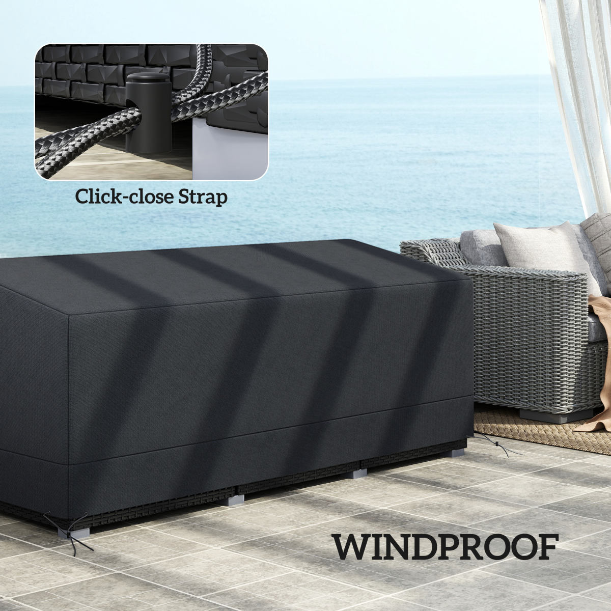 Outsunny 190x72x76cm Rectangular Patio Furniture Cover for Chairs