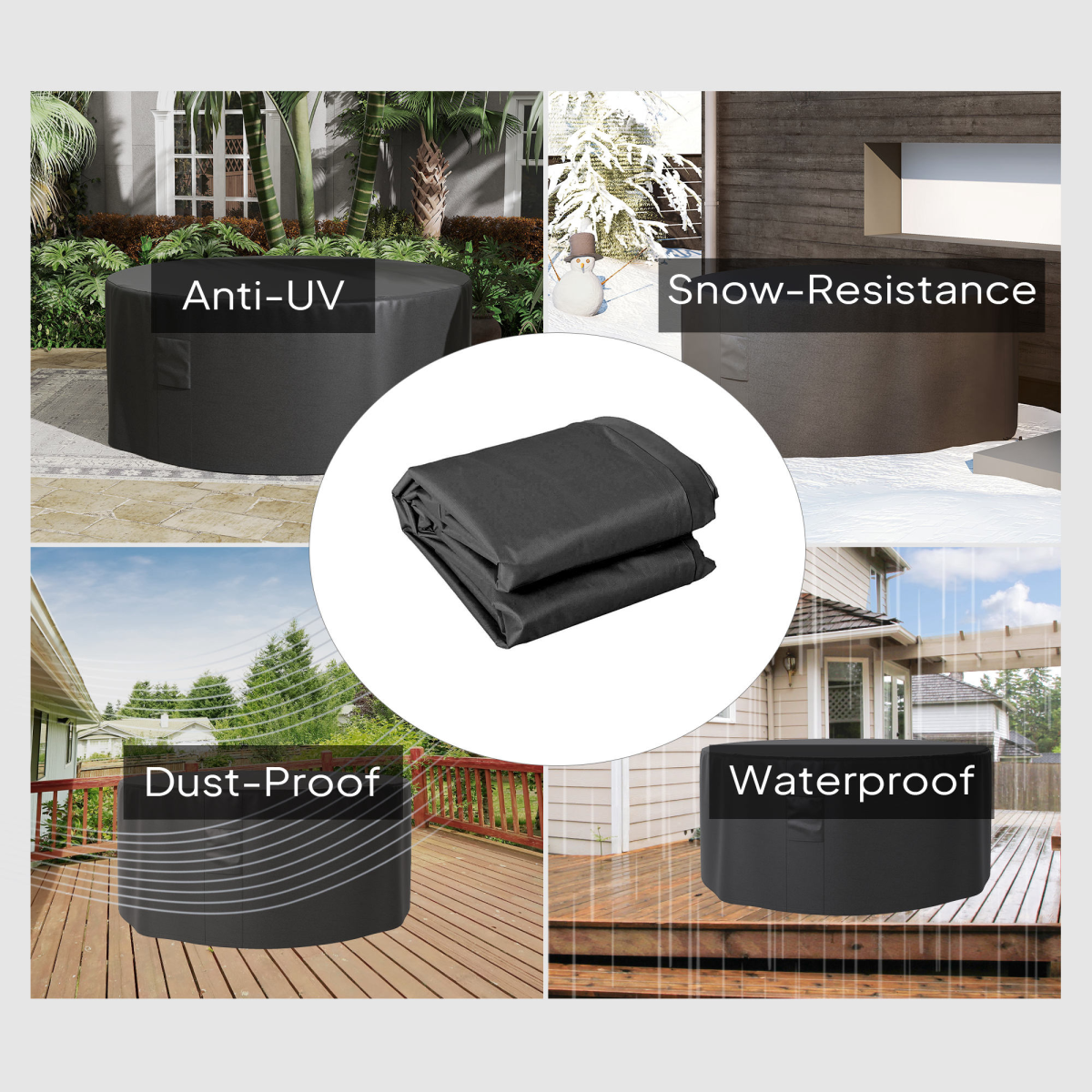 Outsunny Large Outdoor Set Round Cover Garden Furniture Waterproof
