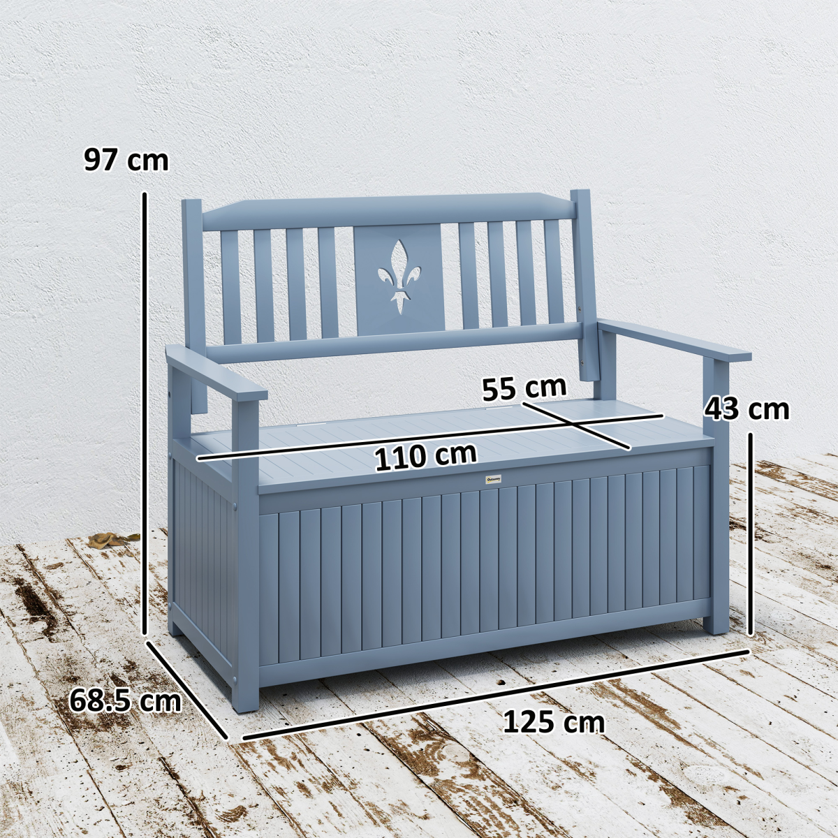 Outsunny 2 Seater Wood Garden Storage Bench Outdoor Storage Box