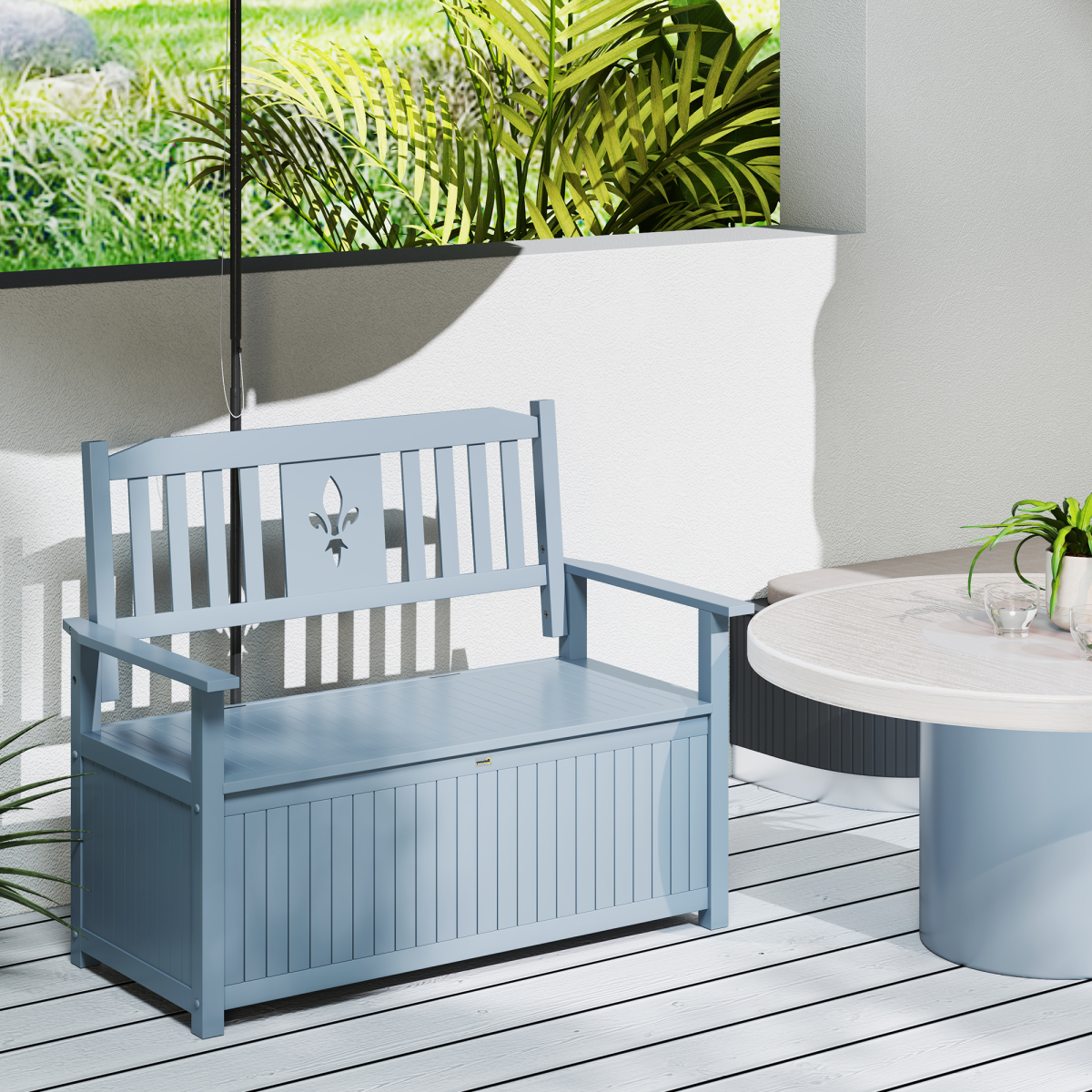 Outsunny 2 Seater Wood Garden Storage Bench Outdoor Storage Box