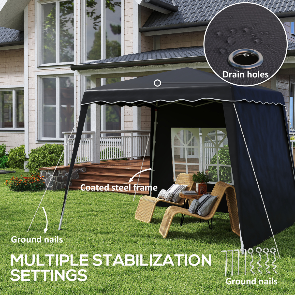 Outsunny 2.4 x 2.4m UV50+ Pop Up Gazebo Canopy Tent with Carry Bag