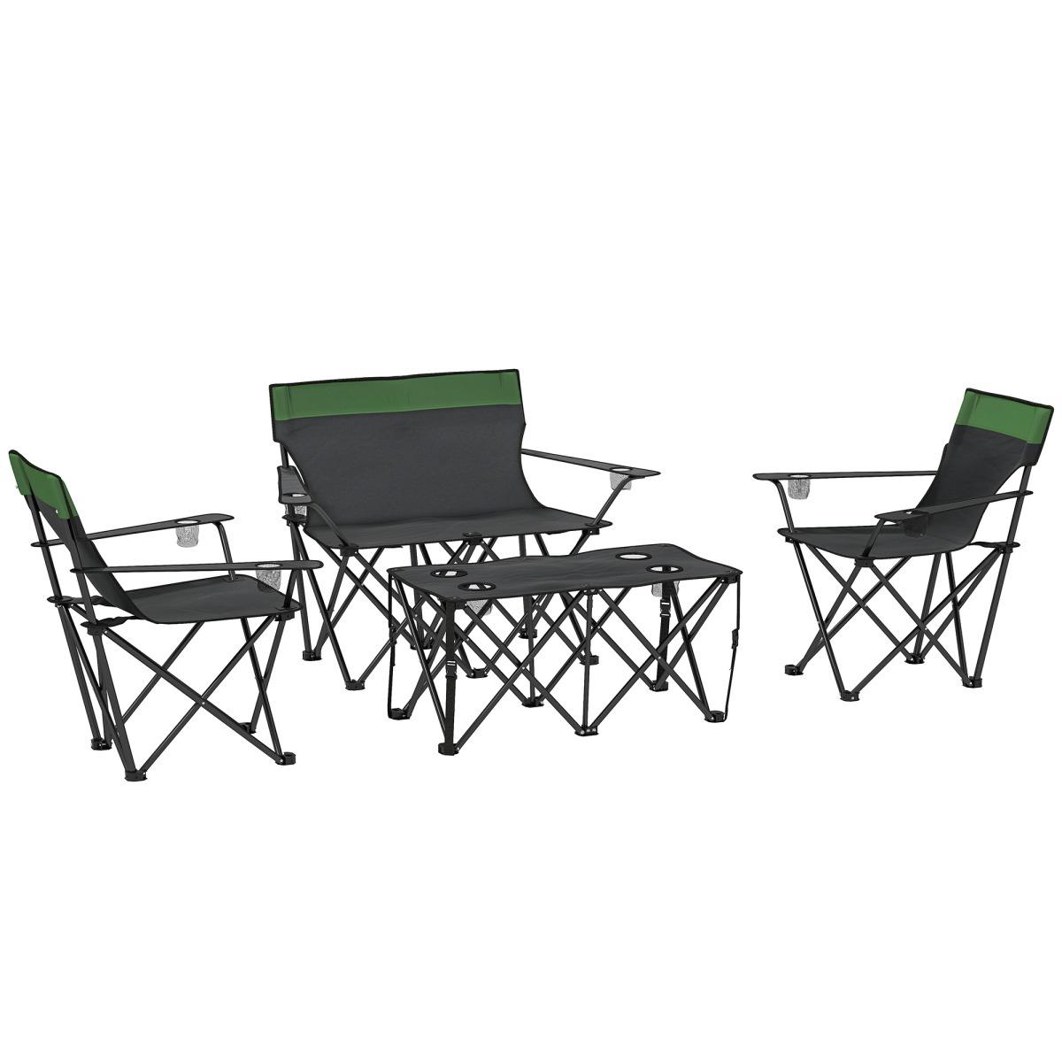 Outsunny 4 Piece Foldable Camping Table and Chairs Set