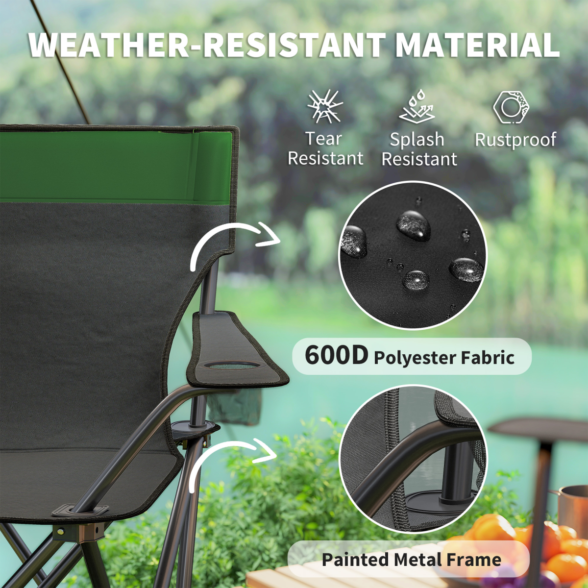 Outsunny 4 Piece Foldable Camping Table and Chairs Set