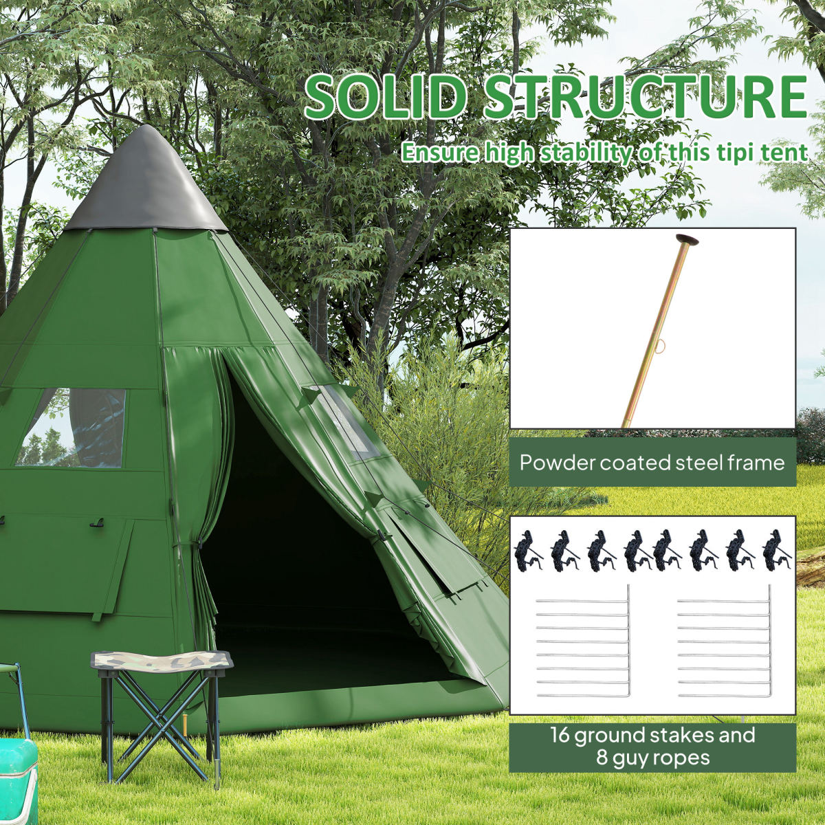 Outsunny 6-7 Person Large Family Party Camping Tent W/ Carrying Bag