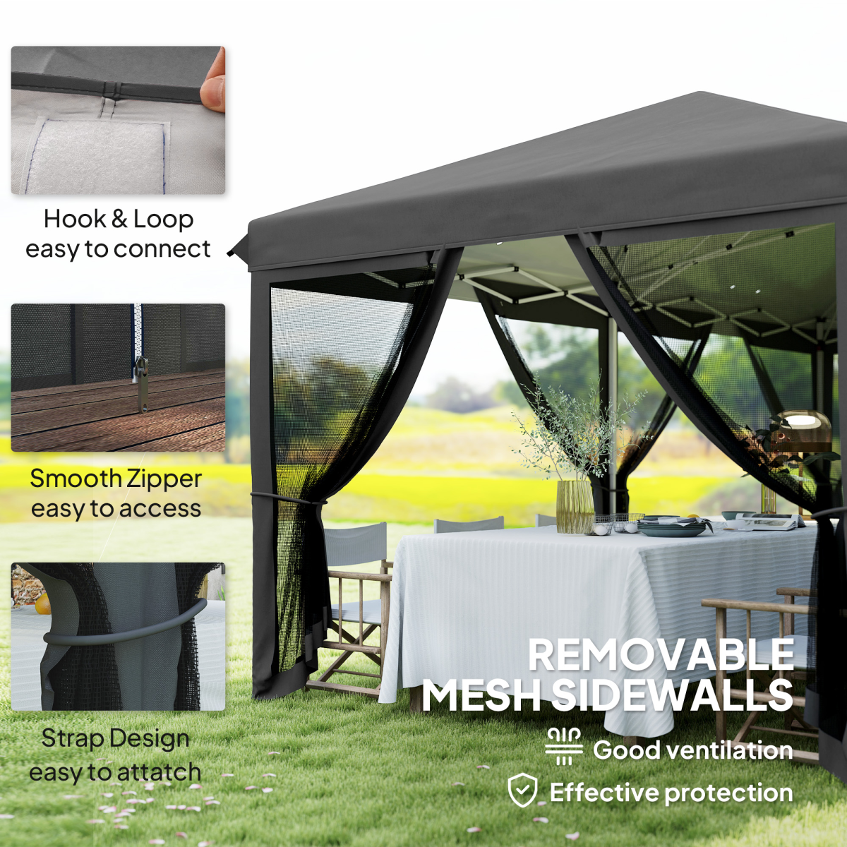 Outsunny 6 x 3(m) Pop Up Party Tent Canopy with 6 Removable Sidewalls