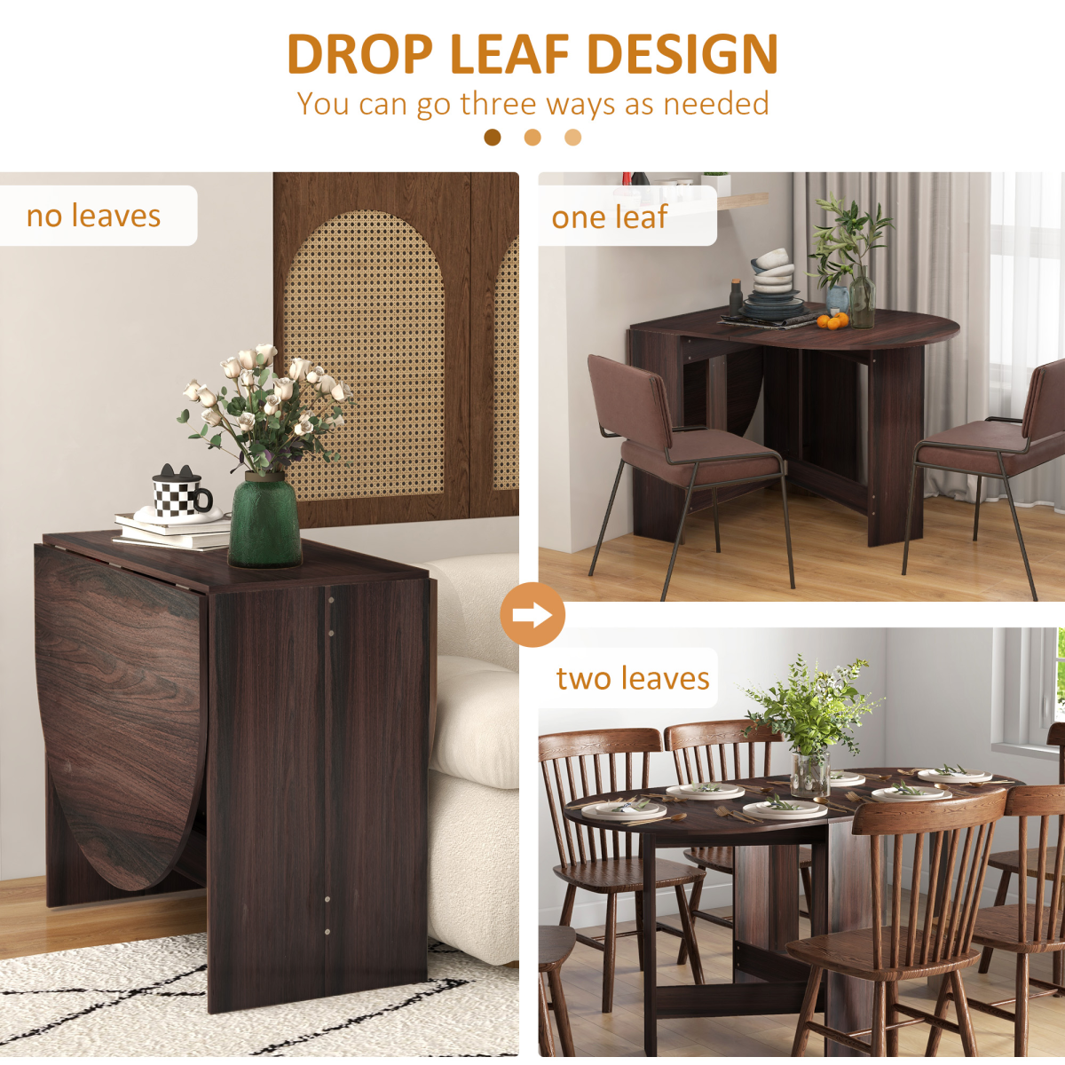 HOMCOM Oval Kitchen Table for Dining Room, Small Space Chocolate