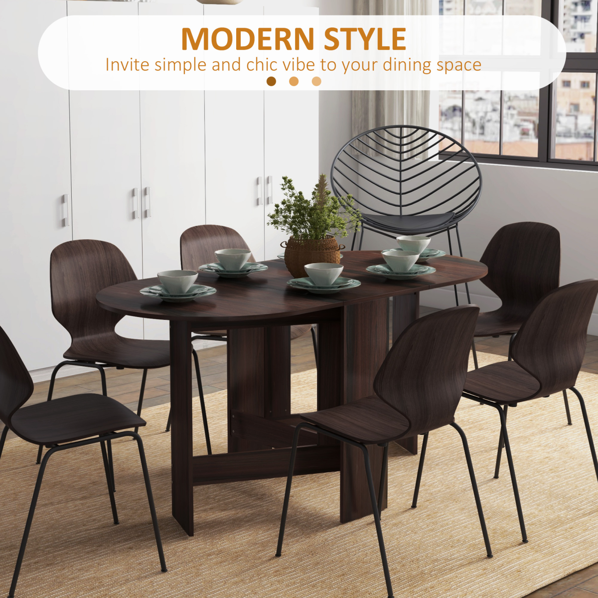 HOMCOM Oval Kitchen Table for Dining Room, Small Space Chocolate