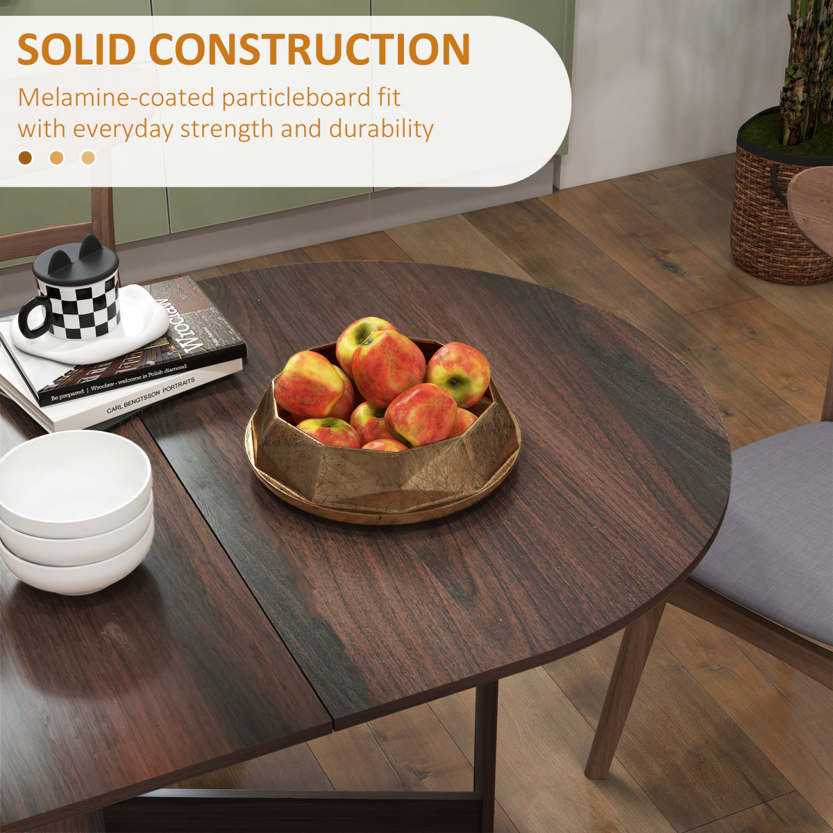 HOMCOM Oval Kitchen Table for Dining Room, Small Space Chocolate