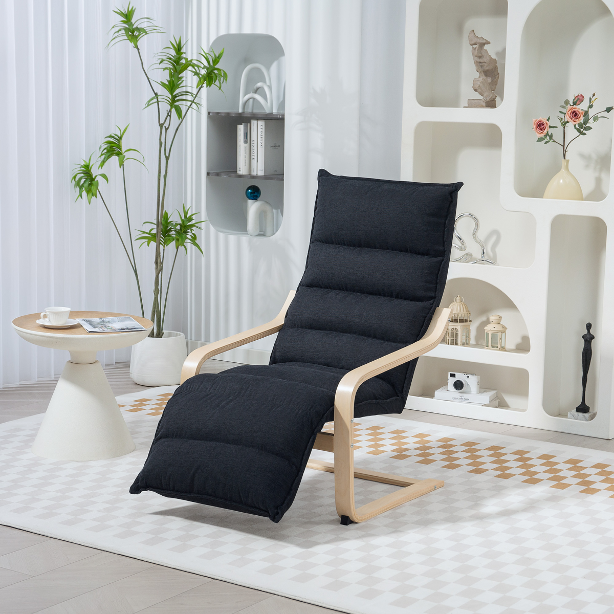 HOMCOM Birch Wood Lounge Chair for Living Room, Bedroom