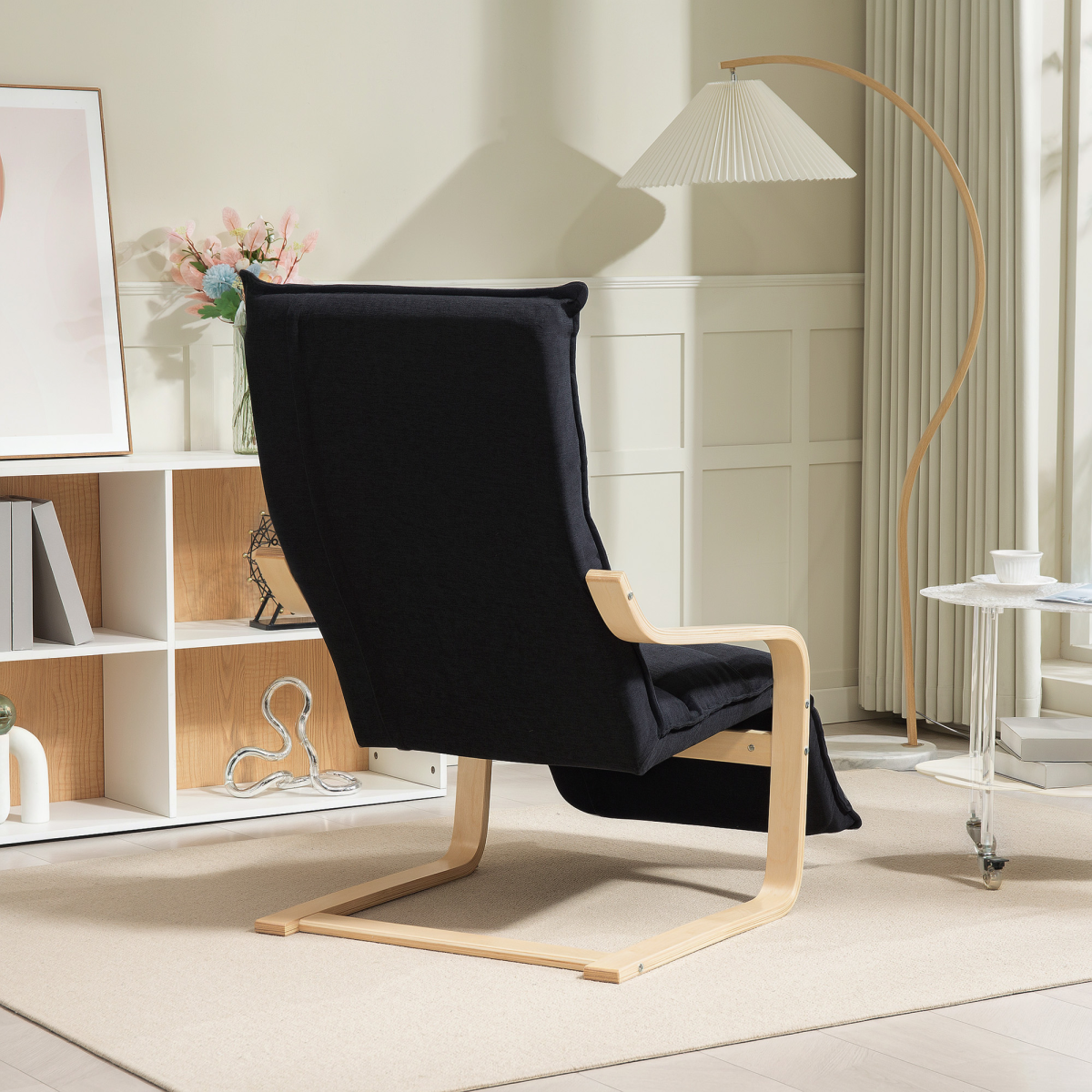 HOMCOM Birch Wood Lounge Chair for Living Room, Bedroom