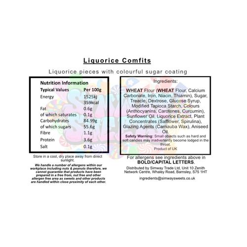 Liquorice Comfits Simway Sweets