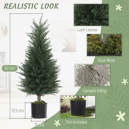 HOMCOM Set of 2 Decorative Artificial Plant, Fake Plants for Home Decor