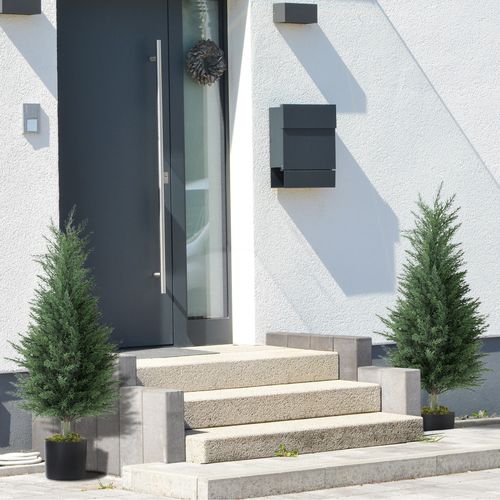 HOMCOM Set of 2 Decorative Artificial Plant, Fake Plants for Home Decor