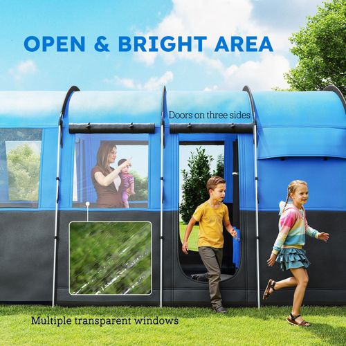 Outsunny 8-Person Camping Tent Tunnel Design with 4 Large Windows