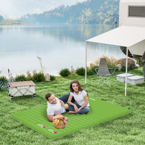 Outsunny Portable Inflatable Camping Bed with Double Mattress Green
