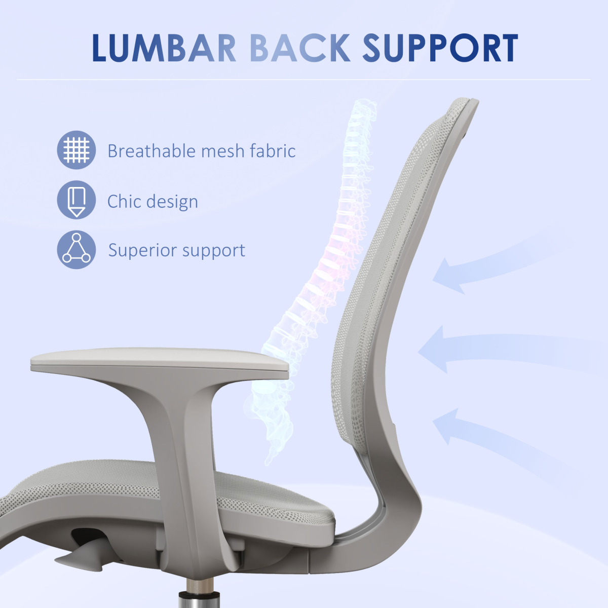 Vinsetto Office Chair, 360° Swivel Desk Chair with Security Wheels