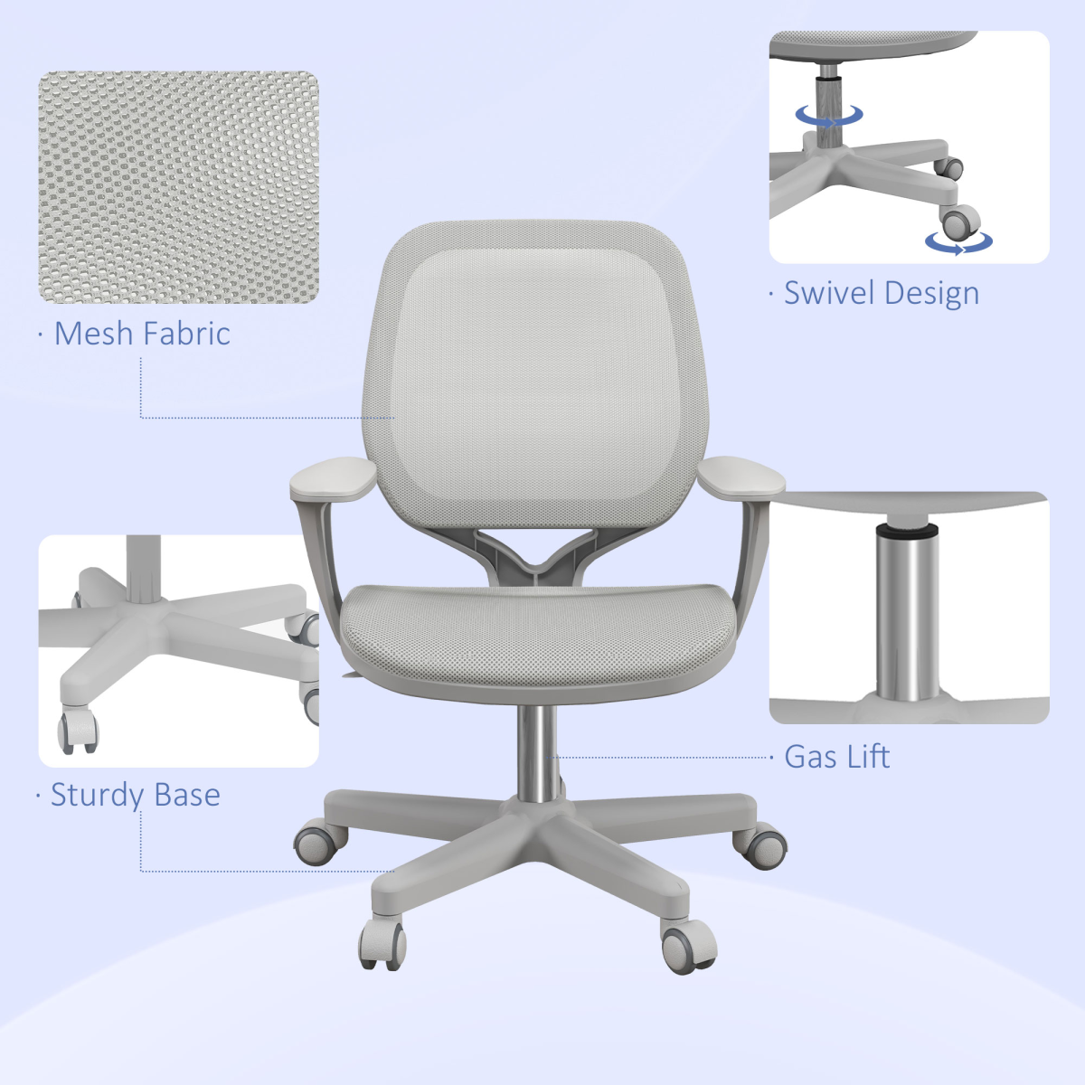 Vinsetto Office Chair, 360° Swivel Desk Chair with Security Wheels