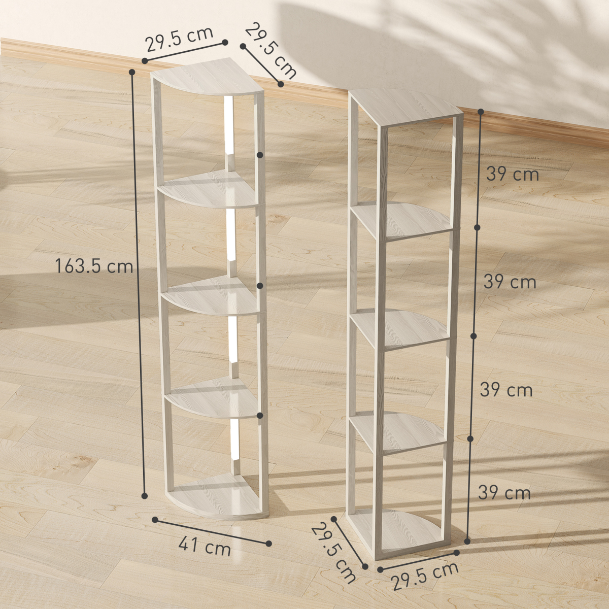 HOMCOM Corner Floor Lamp with Dimmable Warm White LED Light