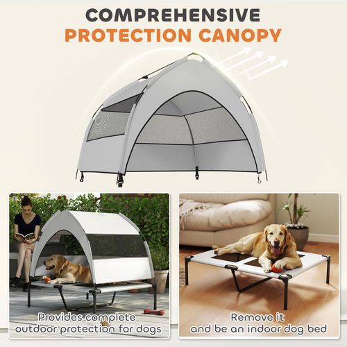 PawHut Portable Elevated Dog Bed with Removable Canopy