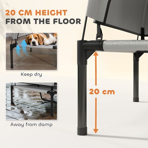 PawHut Portable Elevated Dog Bed with Removable Canopy