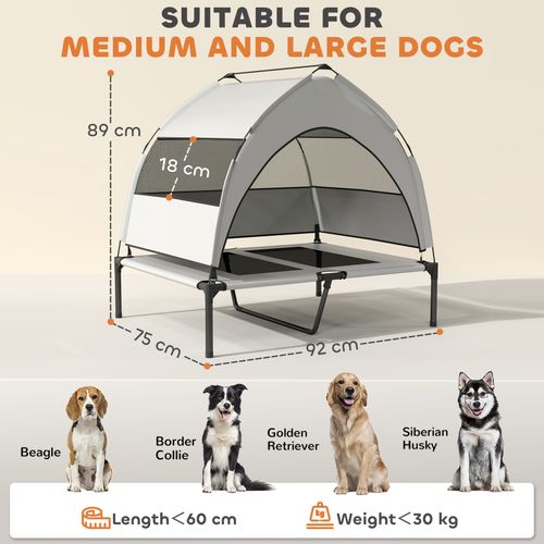PawHut Portable Elevated Dog Bed with Removable Canopy