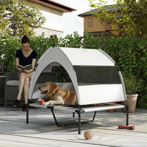 PawHut Portable Elevated Dog Bed with Removable Canopy