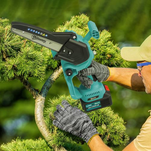 Outsunny 8 Inch Electric Chainsaw with Brushless Motor, 2 Batteries