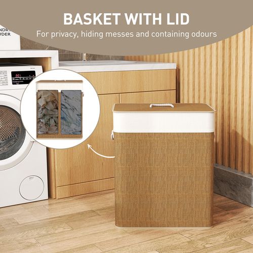 HOMCOM 100L Laundry Basket with Lid, Washing Basket for Bathroom