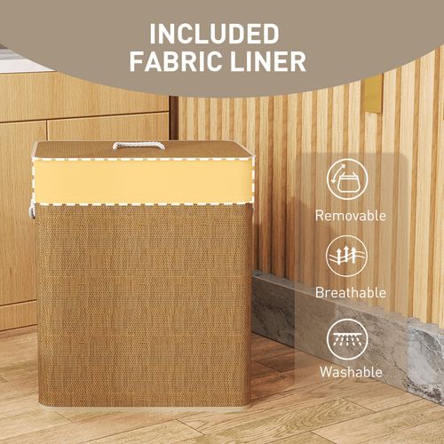 HOMCOM 100L Laundry Basket with Lid, Washing Basket for Bathroom
