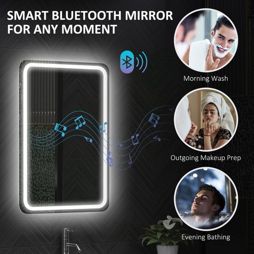 HOMCOM 500 x 700 mm Illuminated Bathroom Mirror with Bluetooth