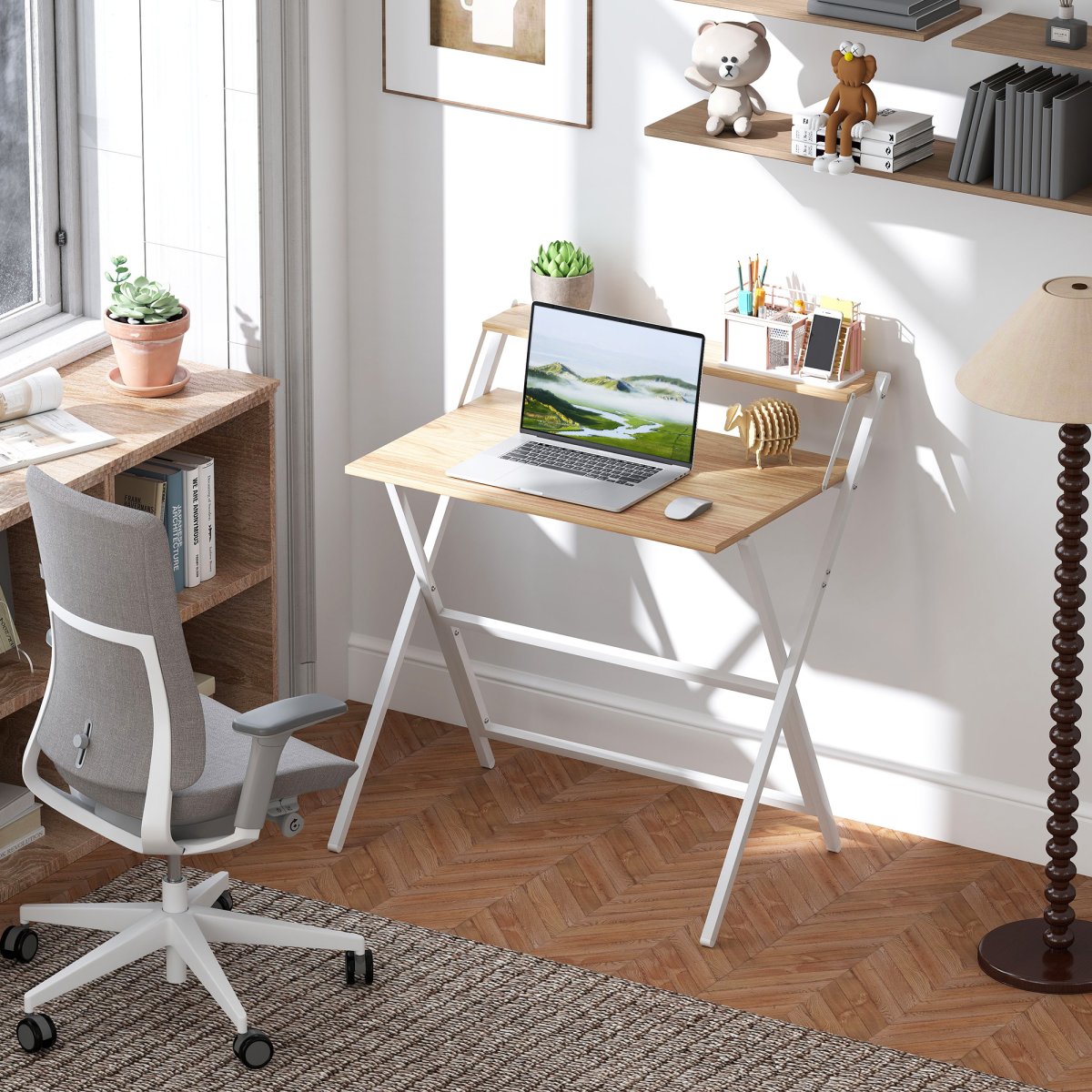 HOMCOM 81.5 cm Folding Computer Desk for Small Spaces Bedroom