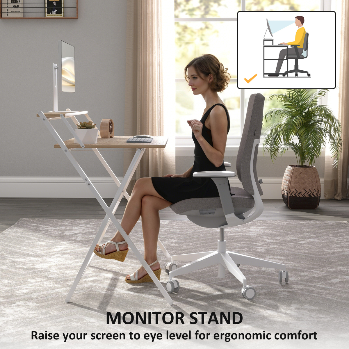 HOMCOM 81.5 cm Folding Computer Desk for Small Spaces Bedroom