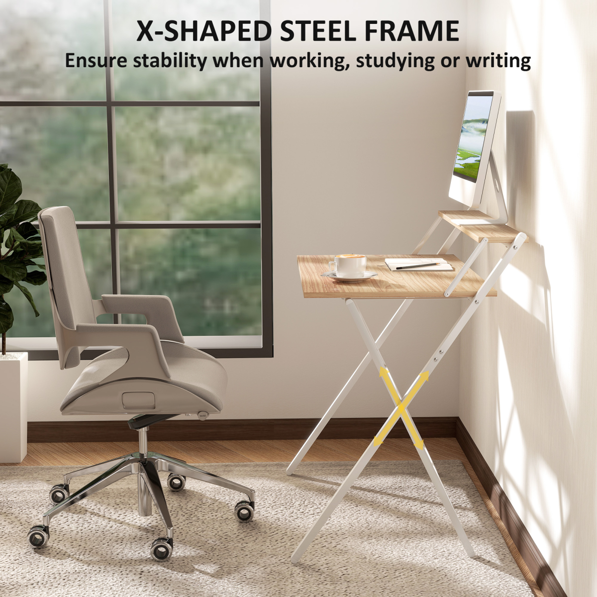 HOMCOM 81.5 cm Folding Computer Desk for Small Spaces Bedroom