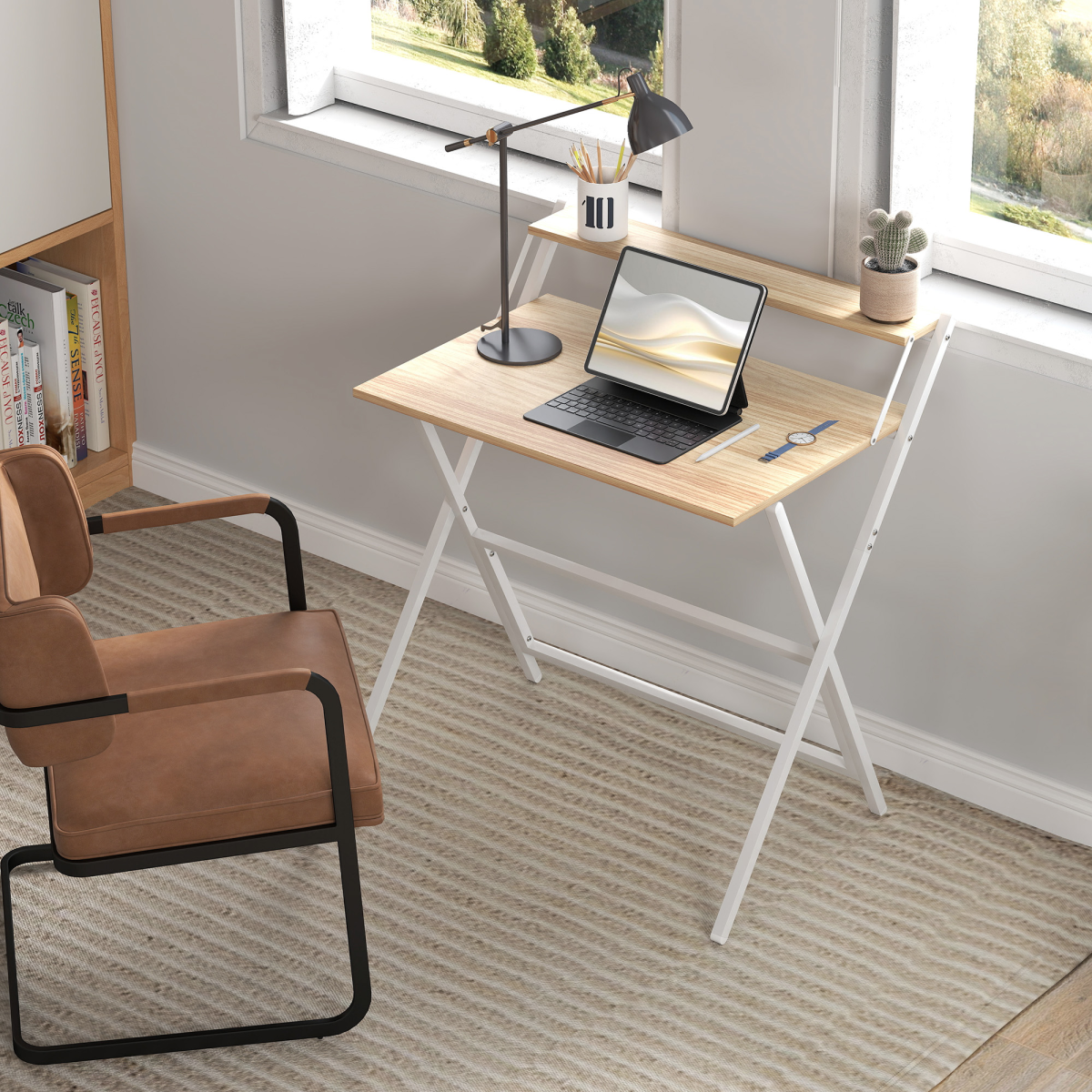 HOMCOM 81.5 cm Folding Computer Desk for Small Spaces Bedroom