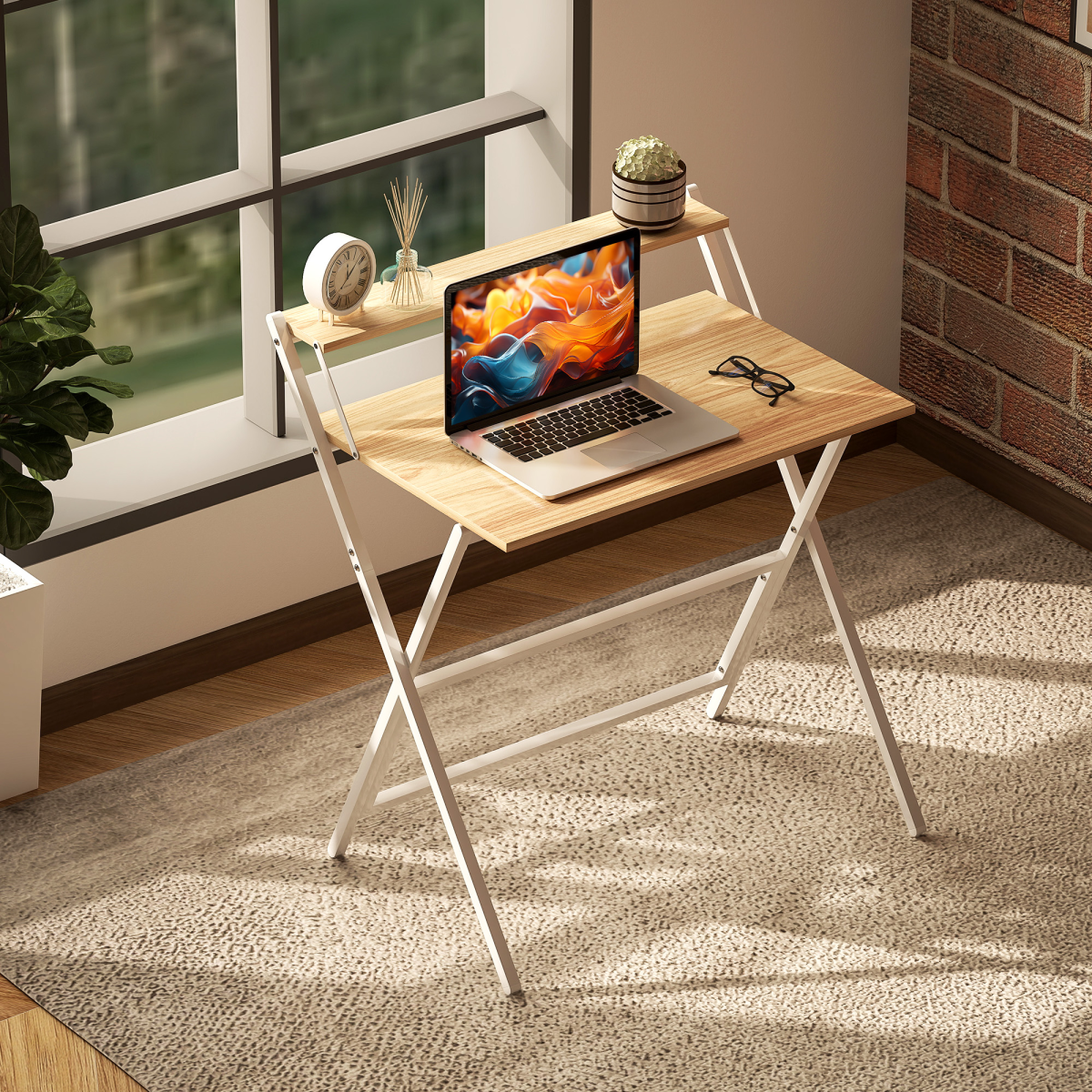 HOMCOM 81.5 cm Folding Computer Desk for Small Spaces Bedroom