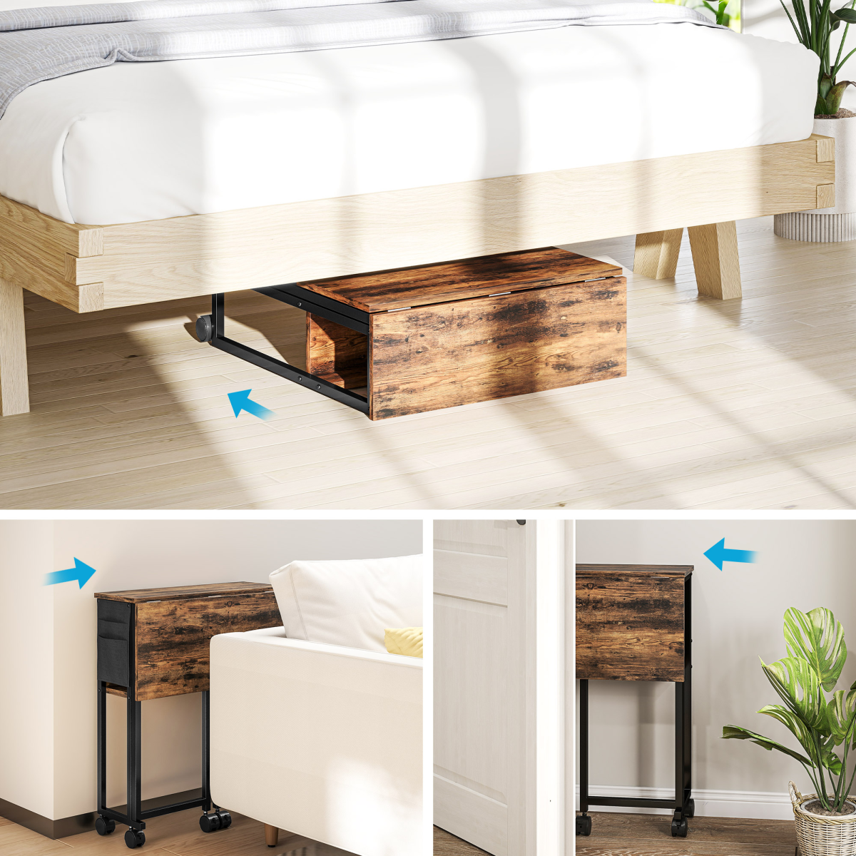 HOMCOM 63 cm Foldable Computer Desk on Wheels for Small Spaces