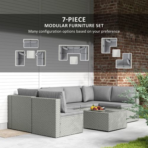 Outsunny 7 Pieces Rattan Garden Furniture Set with Cushions