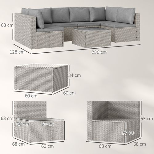 Outsunny 7 Pieces Rattan Garden Furniture Set with Cushions