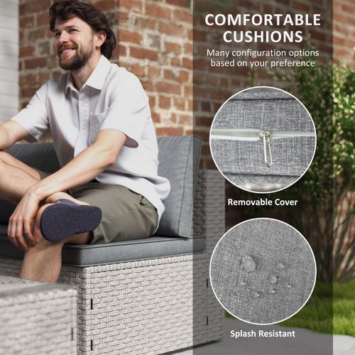 Outsunny 7 Pieces Rattan Garden Furniture Set with Cushions