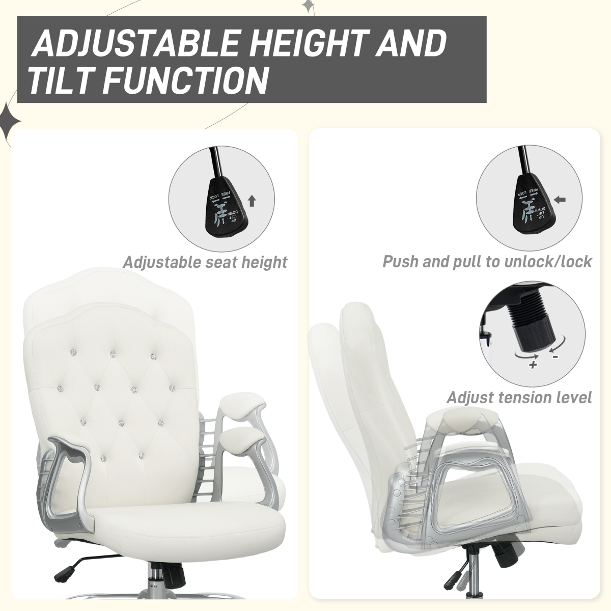 Vinsetto Home Office Chair with Adjustable Height Tilt Function