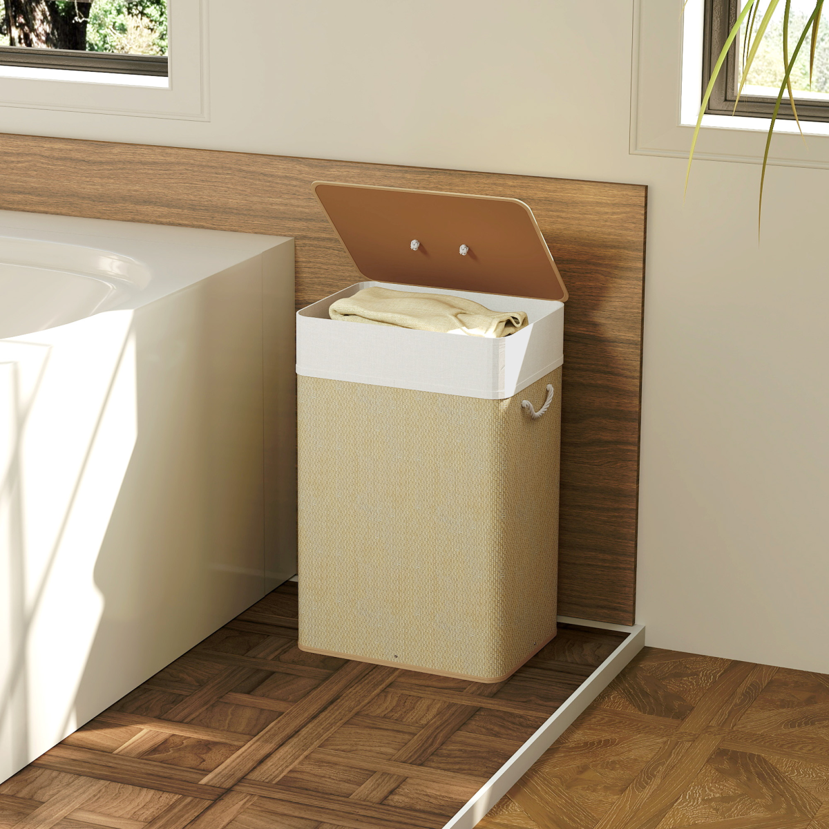 HOMCOM Laundry Hamper with Removable Washable Liner Bag