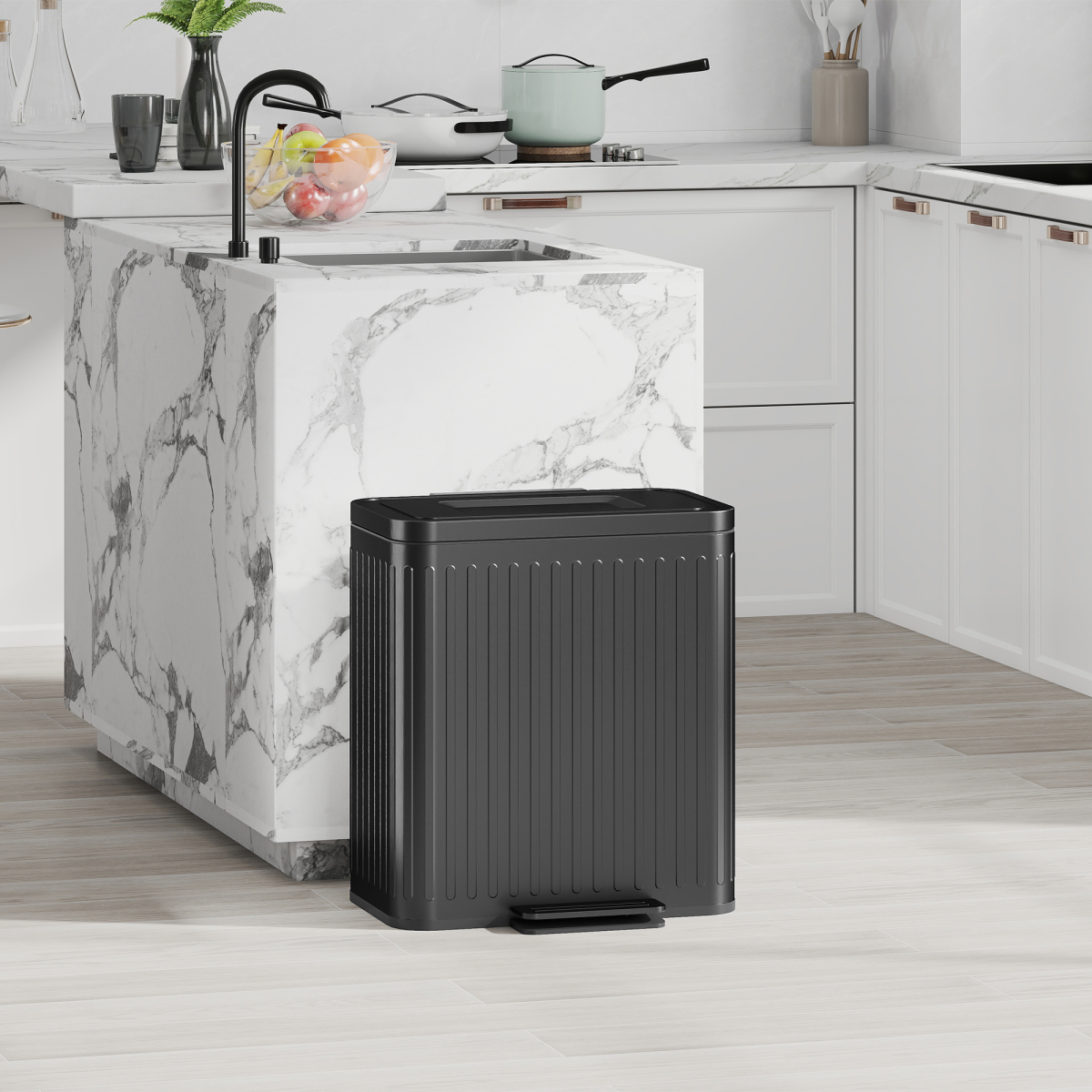 HOMCOM 2 x 20L Double Rubbish Bin, Pedal Bin with Soft-Close Lid