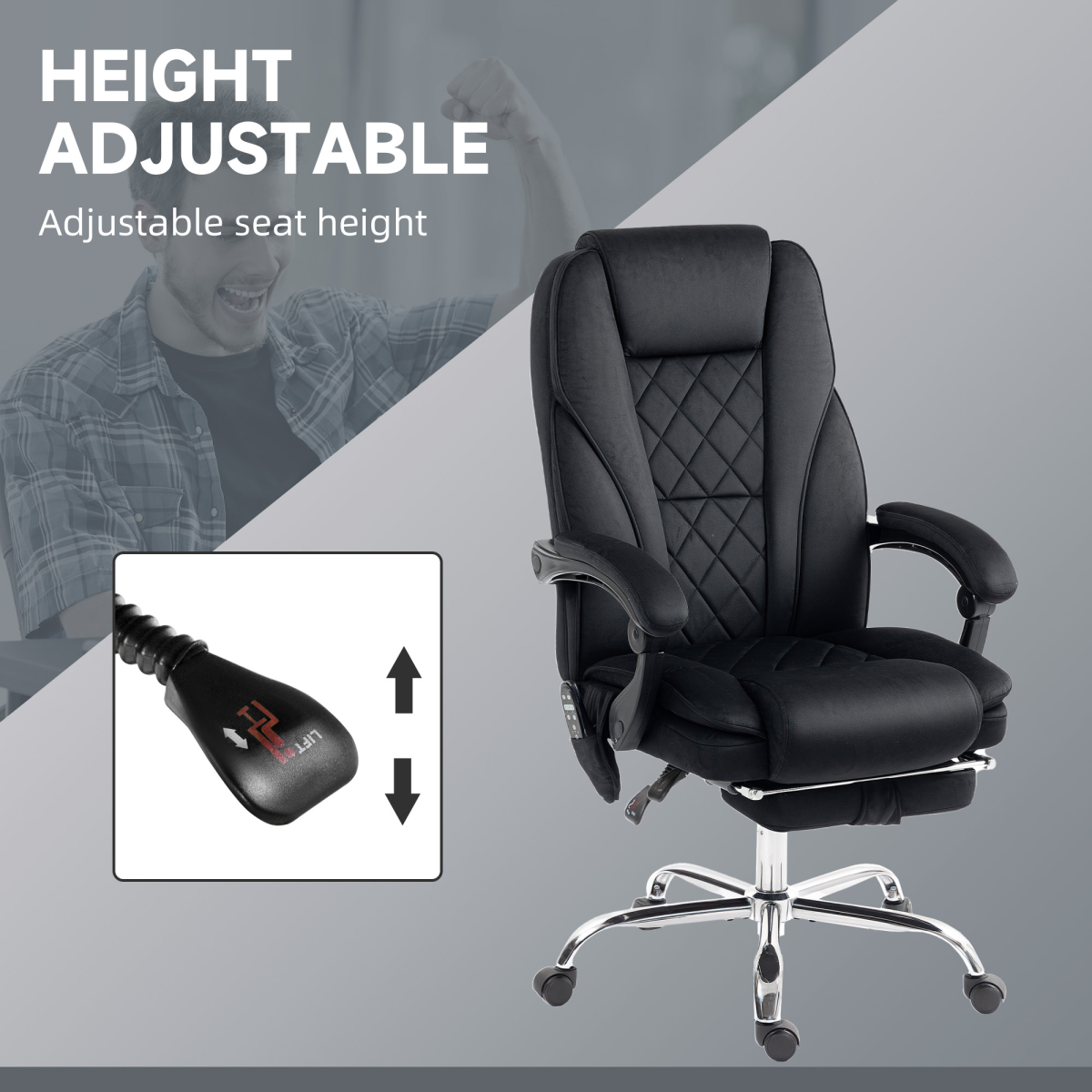 Vinsetto Massage Office Chair, Heated Reclining Desk Chair