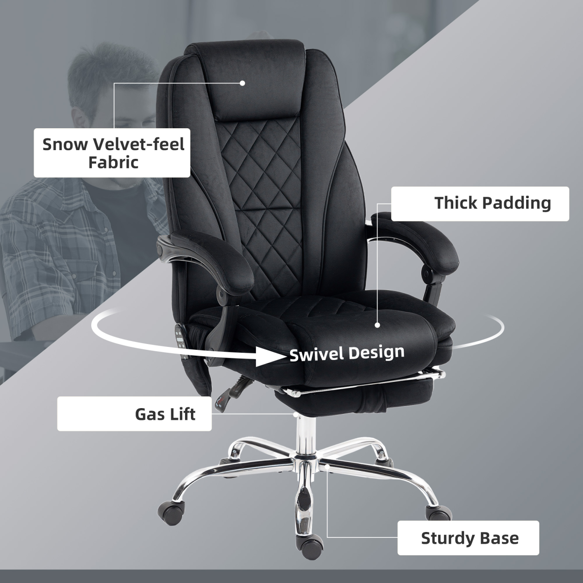 Vinsetto Massage Office Chair, Heated Reclining Desk Chair