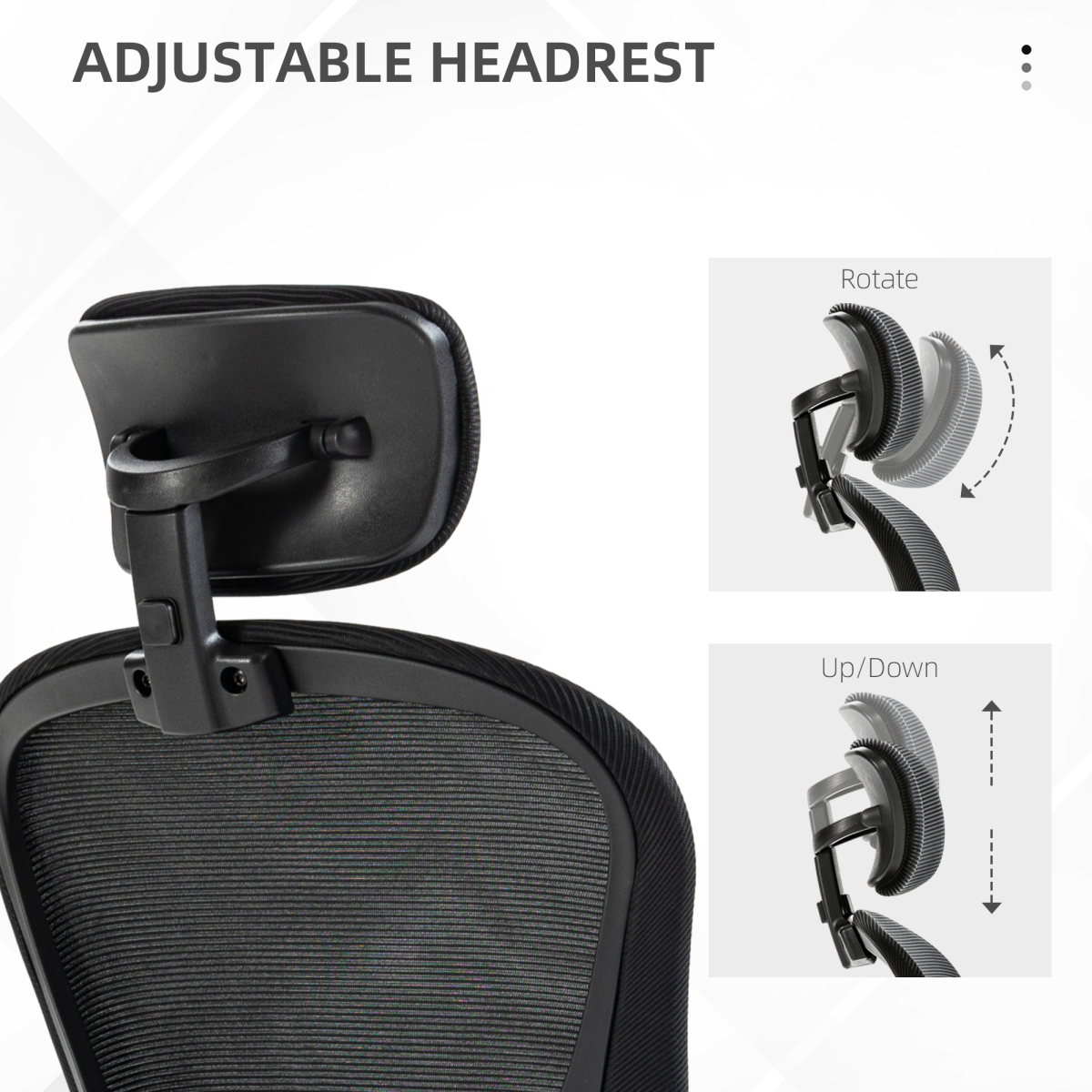 Vinsetto Mesh Chair with Headrest, 4D Lumbar Support, Flip-up Arm