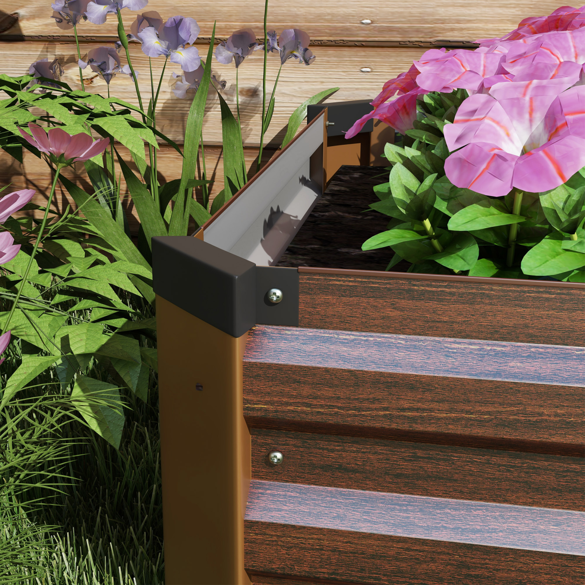 Outsunny Galvanised Raised Bed for Garden, Outdoor Elevated Planter Box