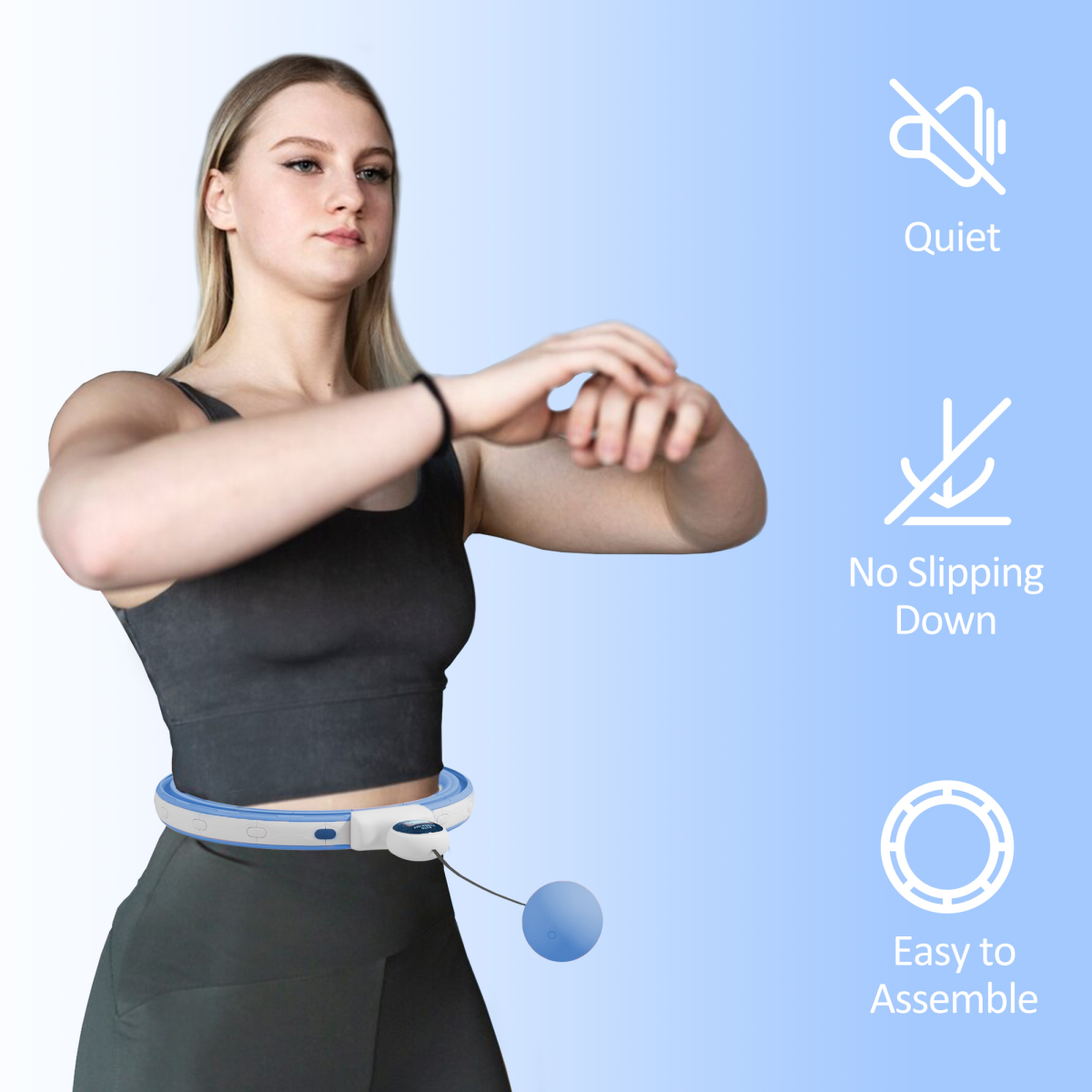 SPORTNOW Smart Weighted Hula Hoop with 16 Detachable Knots