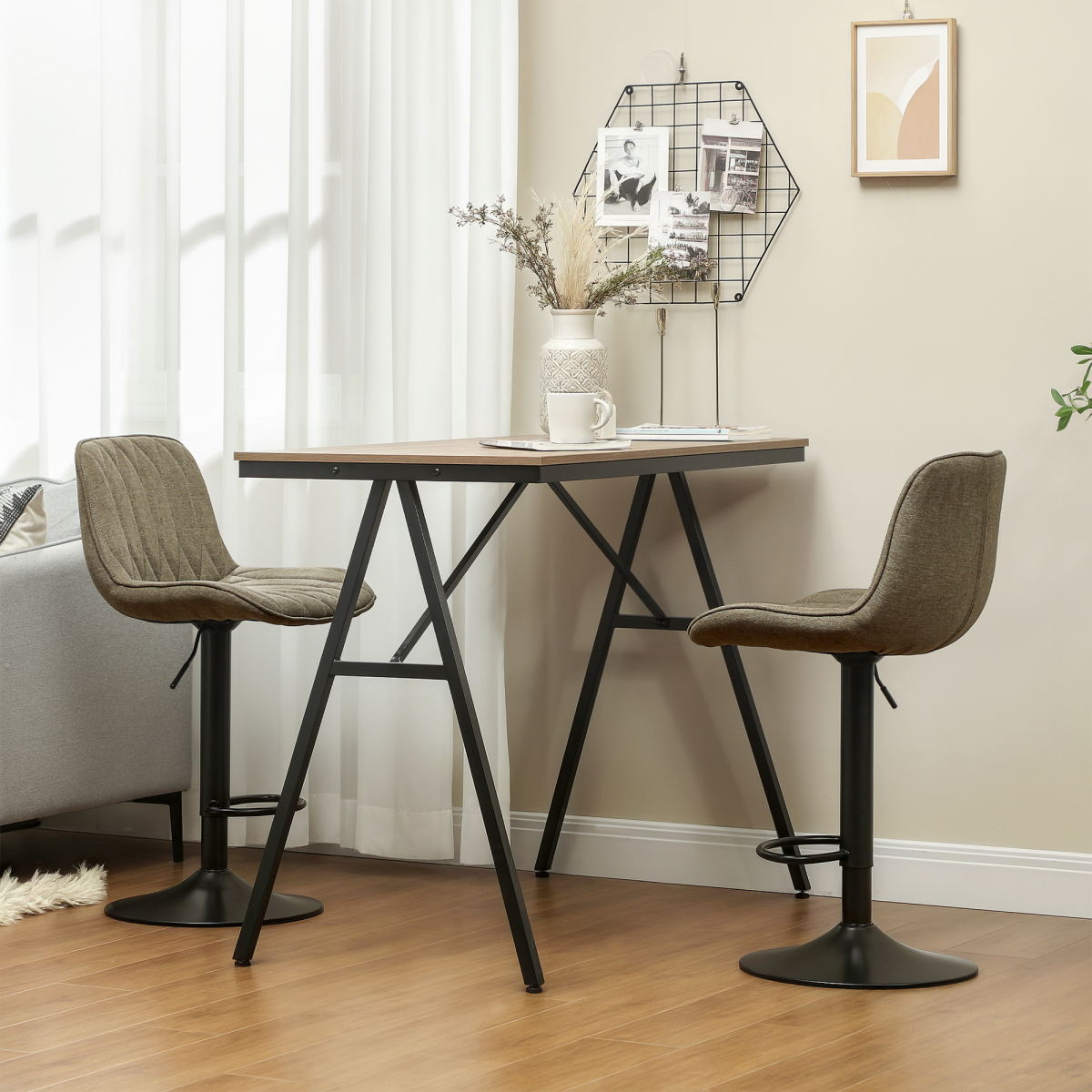 HOMCOM Bar Stools Set of 2, Modern Armless Bar Chairs